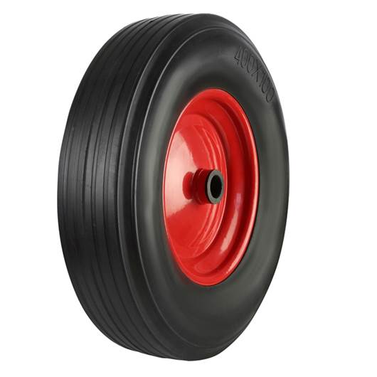 Picture of Black Solid Rubber Tyred Wheels With Coloured Metal Centres