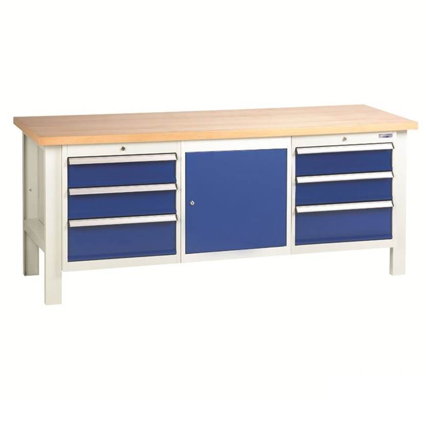 Picture of Heavy Duty Workbenches with 2 x 3 Drawer Sets & Cupboard Unit