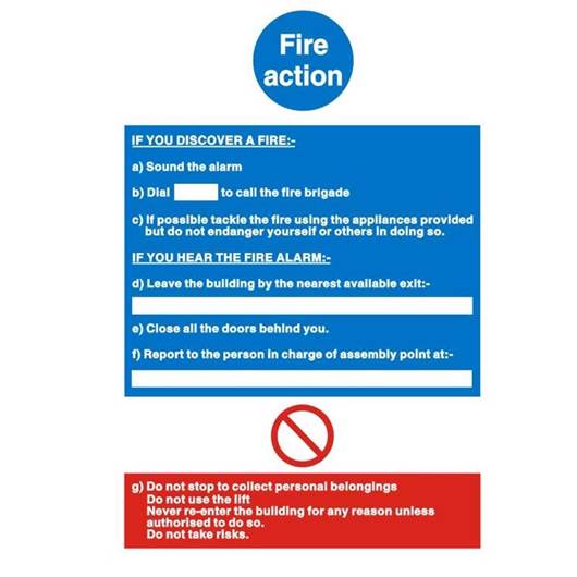Picture of Fire Action Sign