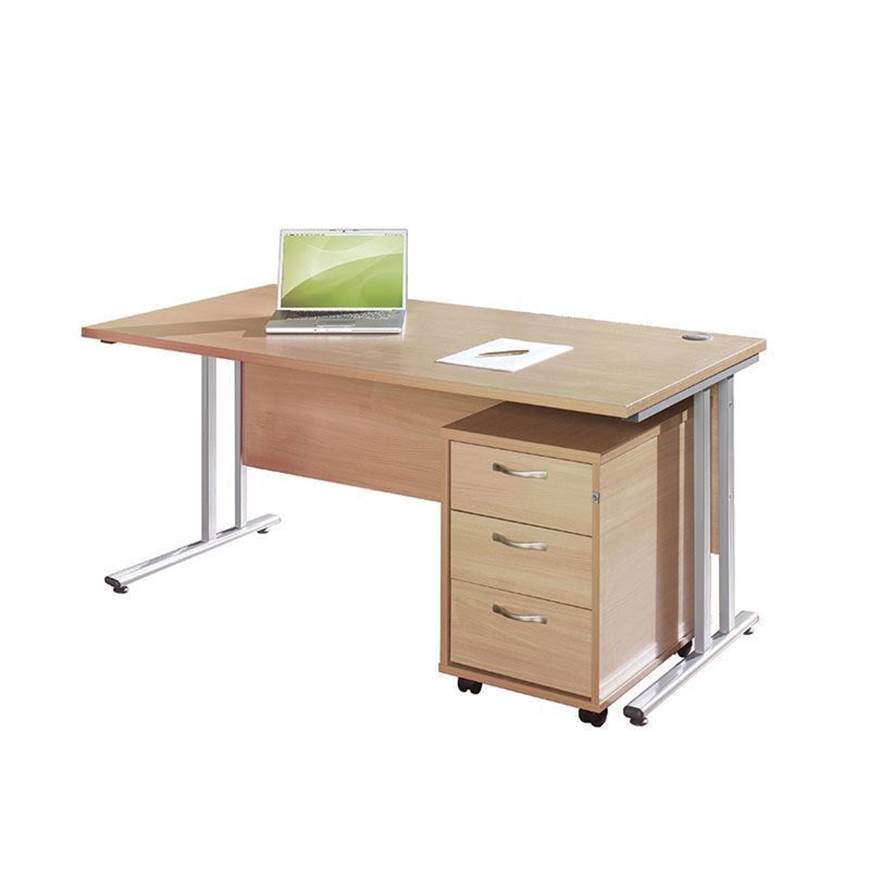 Picture of Maestro Desking - Straight Desk Bundle with 3 Drawer Pedestal - White Worktop